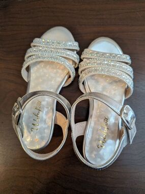 Toddler Girls Sparkling Silver Embellished Strappy Sandals